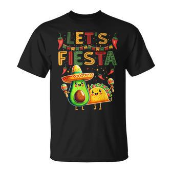 Let's Fiesta Avocado And Tacos Cinco De Mayo T-Shirt | Mazezy UK
