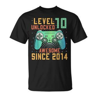 Level 10 Unlocked 10Th Birthday 10 Year Old Gamer Bday T-Shirt - Seseable