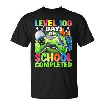Level 100 Days Of School Completed Video Games Boys Gamer T-Shirt - Seseable