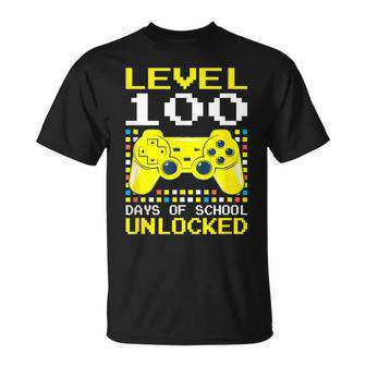 Level 100 Days Of School Unlocked Gamer Video Games Boy Girl T-Shirt - Monsterry DE