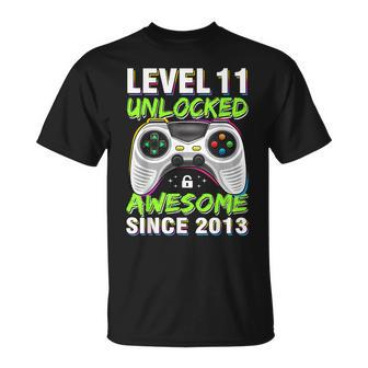 Level 11 Unlocked Awesome Since 2013 11Th Birthday Gaming Bo T-Shirt - Seseable