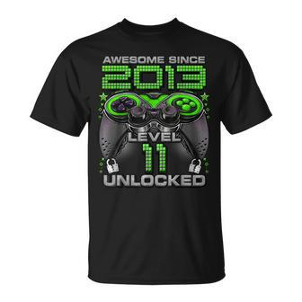 Level 11 Unlocked Awesome Since 2013 Gaming 11Th Birthday T-Shirt - Monsterry