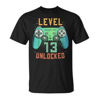 Level 13 Unlocked 13Th Birthday Gamer 13 Year Old Boys T-Shirt - Monsterry