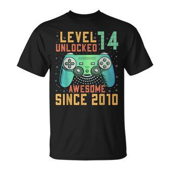 Level 14 Unlocked 14Th Birthday 14 Year Old Gamer Bday T-Shirt - Seseable