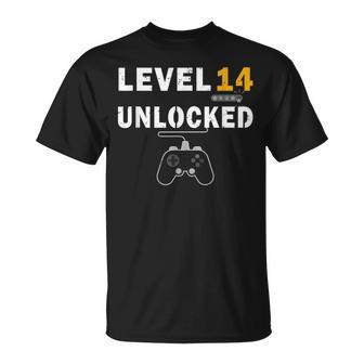 Level 14 Unlocked Birhday Celebrate 14Th Wedding T-Shirt - Seseable