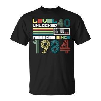 Level 40 Unlocked Since 1984 Video Gamer 40Th Birthday T-Shirt - Seseable