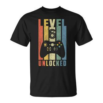 Level 6 Unlocked 6Th Video Gamer Birthday Boy T-Shirt - Monsterry