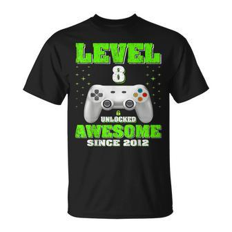 Level 8 Unlocked Awesome Since 2012 Video Game 8Th Birthday T-Shirt - Monsterry UK