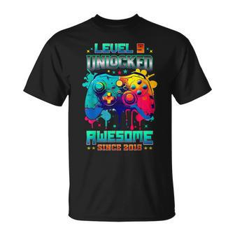 Level 9 Unlocked Gamer 9Th Birthday Awesome Since 2015 T-Shirt - Seseable