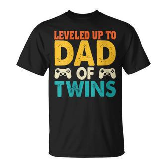 Leveled Up To Dad Of Twins Gaming Fathers Day T-Shirt - Seseable
