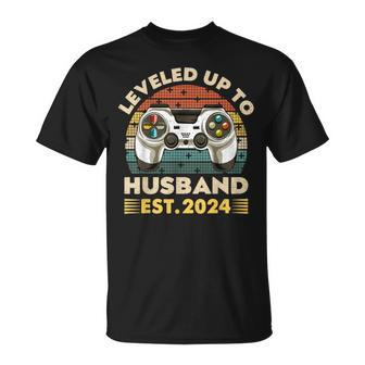 I Leveled Up To Husband Est 2024 Promoted To Hubby Groom T-Shirt - Seseable