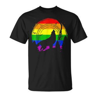 Lgbt Gay Pride Rainbow Flag Music Turntable Wolf T-Shirt - Monsterry CA