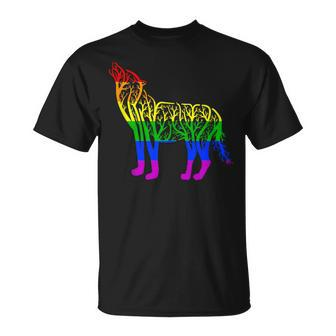 Lgbt Gay Pride Rainbow Flag Nature Forest Tree Wolf T-Shirt - Monsterry UK
