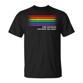 Lgbt Pride Kiss Whoever The F Ck You Want Lgbt T-Shirt - Monsterry