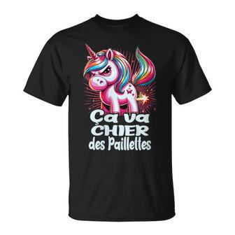 Licorne Énervée Qui Déchire Çaa Chier Des Paillettes T-Shirt - Cadeauxyz