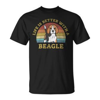 Life Is Better With A Beagle Vintage Dog Puppy Lover T-Shirt - Monsterry