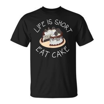 Life Is Short Eat Cake Yolo No Regrets T-Shirt - Monsterry