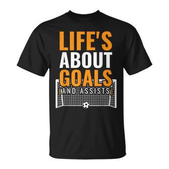 Life's About Goals And Assists Girls & Boys Football T-Shirt - Thegiftio UK