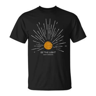 Be The Light Mathew 5 14 Sunburst Sun Boho T-Shirt - Seseable