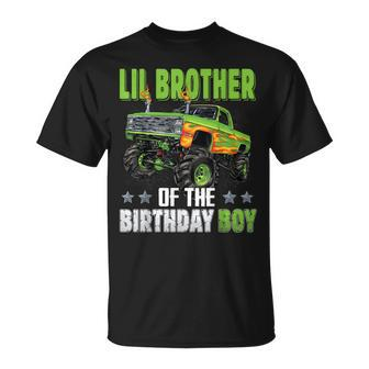 Lil Brother Of Birthday Boy Monster Truck Family Matching T-Shirt - Monsterry