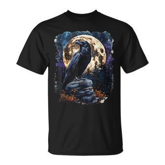 Lila Rabe Bei Nacht Odin Wikinger Walhalla Mythologie T-Shirt - Seseable