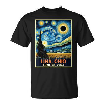 Lima Ohio Total Solar Eclipse 2024 Starry Night Van Gogh T-Shirt - Seseable