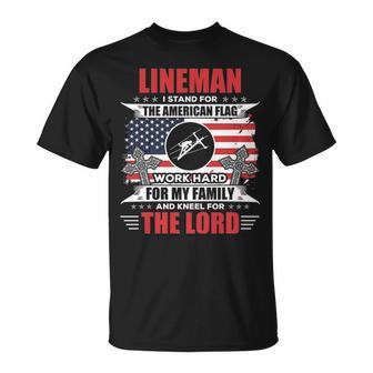 Lineman American Flag Lineman T-Shirt | Mazezy