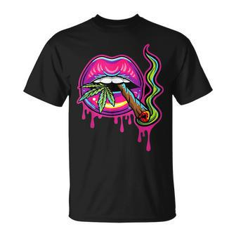 Lips Sexy Smoker Blunt Weed Th Marijuana Leaf 420 T-Shirt - Seseable