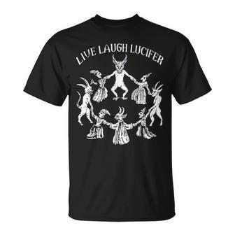 Live Laugh Lucifer Horror Satan Satanic Demonc Devil Goat T-Shirt - Thegiftio UK