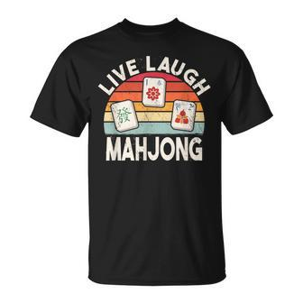 Live Laugh Mahjong Retro Mah-Jongg Chinese Game Tiles T-Shirt - Seseable
