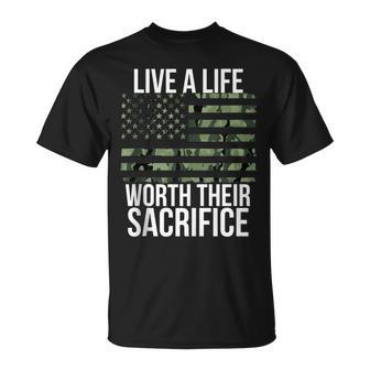 Live A Life Worth Their Sacrifice Veterans Day Military T-Shirt - Monsterry DE