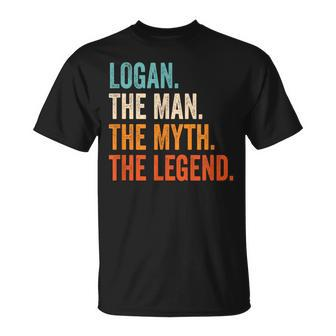 Logan The Man The Myth The Legend First Name Logan T-Shirt - Seseable