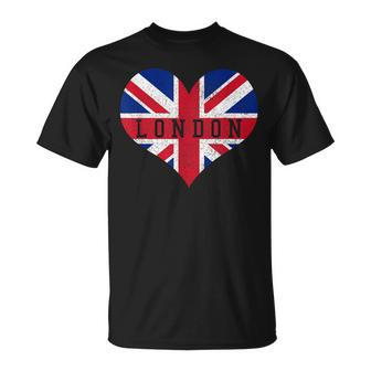 London Heart Flag Union Jack Uk England Souvenir T-Shirt - Monsterry