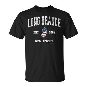 Long Branch New Jersey Nj Vintage American Flag Sports Desig T-Shirt - Monsterry