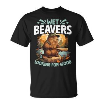 Looking For Wood Beaver Pun Humor Animal Wet Beaver T-Shirt | Mazezy DE