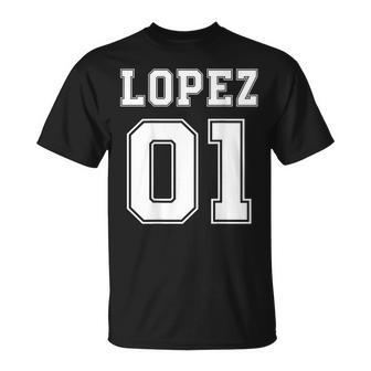 Lopez 01 Back Print Sports Jersey Style Family Name Fun T-Shirt - Seseable
