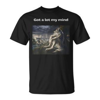 Got A Lot On My Mind Sitting Wolf Meme For Women T-Shirt - Monsterry