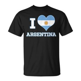 I Love Argentina National Heart-Shaped Flag Country T T-Shirt - Monsterry
