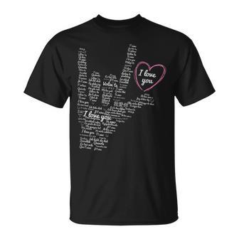 I Love You Asl Sign In Several Languages Asl Love T-Shirt - Monsterry CA