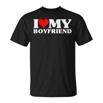 I Love My Boyfriend Matching Valentine's Day Couples T-Shirt - Seseable