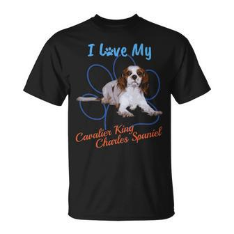 I Love My Cavalier King Charles Spaniel Dog Lover Paw T T-Shirt | Mazezy