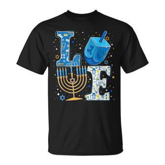 Love Cute Hanukkah Dreidel Menorah Chanukah Jewish Holiday T-Shirt | Mazezy CA