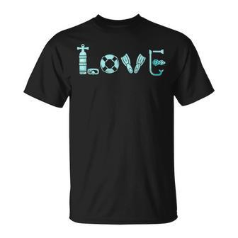 Love Love Diving Scuba Diving Freitdiving Apnoea Sea T-Shirt - Seseable
