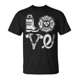 Love Firefighter Support Thin Red Line Firemen T-Shirt | Mazezy