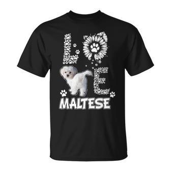 Love Maltese Dog Paw Sunflower Lover Costume T-Shirt | Mazezy