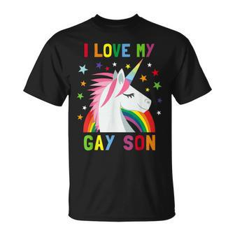 I Love My Gay Son Unicorn Rainbow Parent Of Gay Child T-Shirt - Monsterry DE