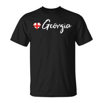 Love Georgia Heart Georgian Country Flag Souvenir T-Shirt - Monsterry AU