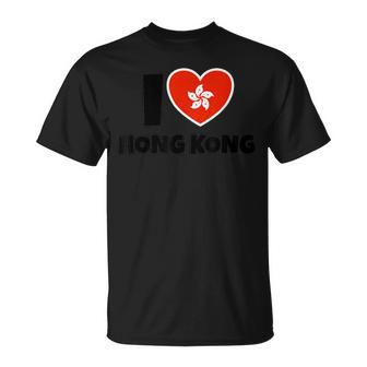 I Love Hong Kong Mit Flagge Und Herz T-Shirt - Geschenkecke