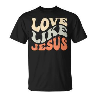 Love Like Jesus Retro Vintage Colours T-Shirt - Seseable