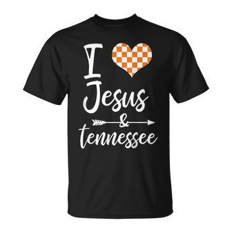 I Love Jesus And Tennessee Orange Heart Cute Fan T-Shirt - Monsterry